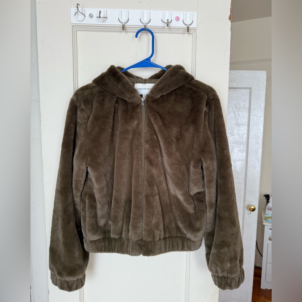 Cupcakes and Cashmere, Breda faux fur hooded jacket